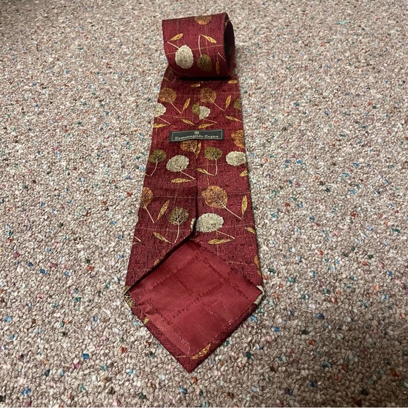 Vintage Ermenegildo Zegna Neck Tie Red Floral 100% Silk Made In Italy - Picture 3 of 7